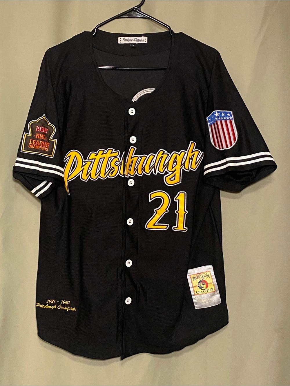 Headgear Classic Negro League 1931-40 Pittsburgh Crawfords #21 Baseball Jersey M